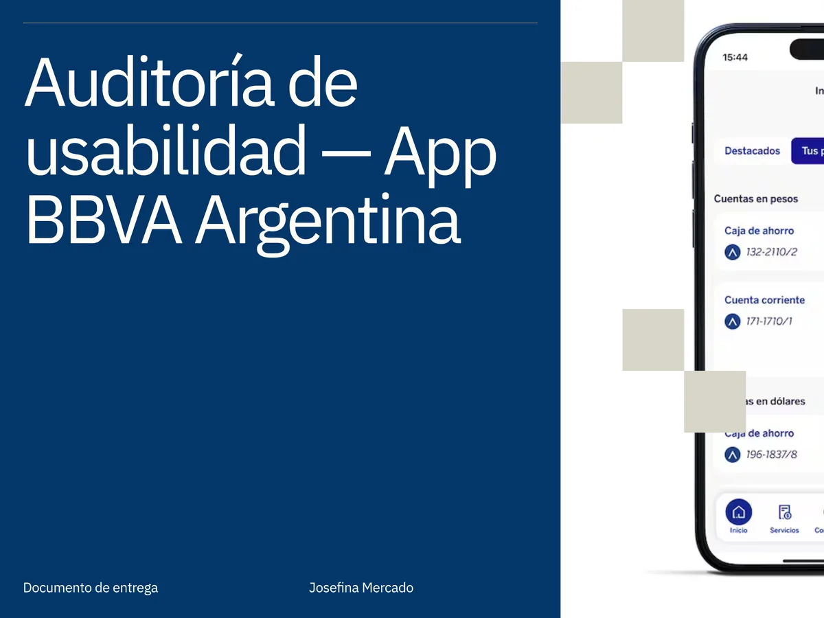 Portada de la auditoría de usabilidad de la app BBVA Argentina
