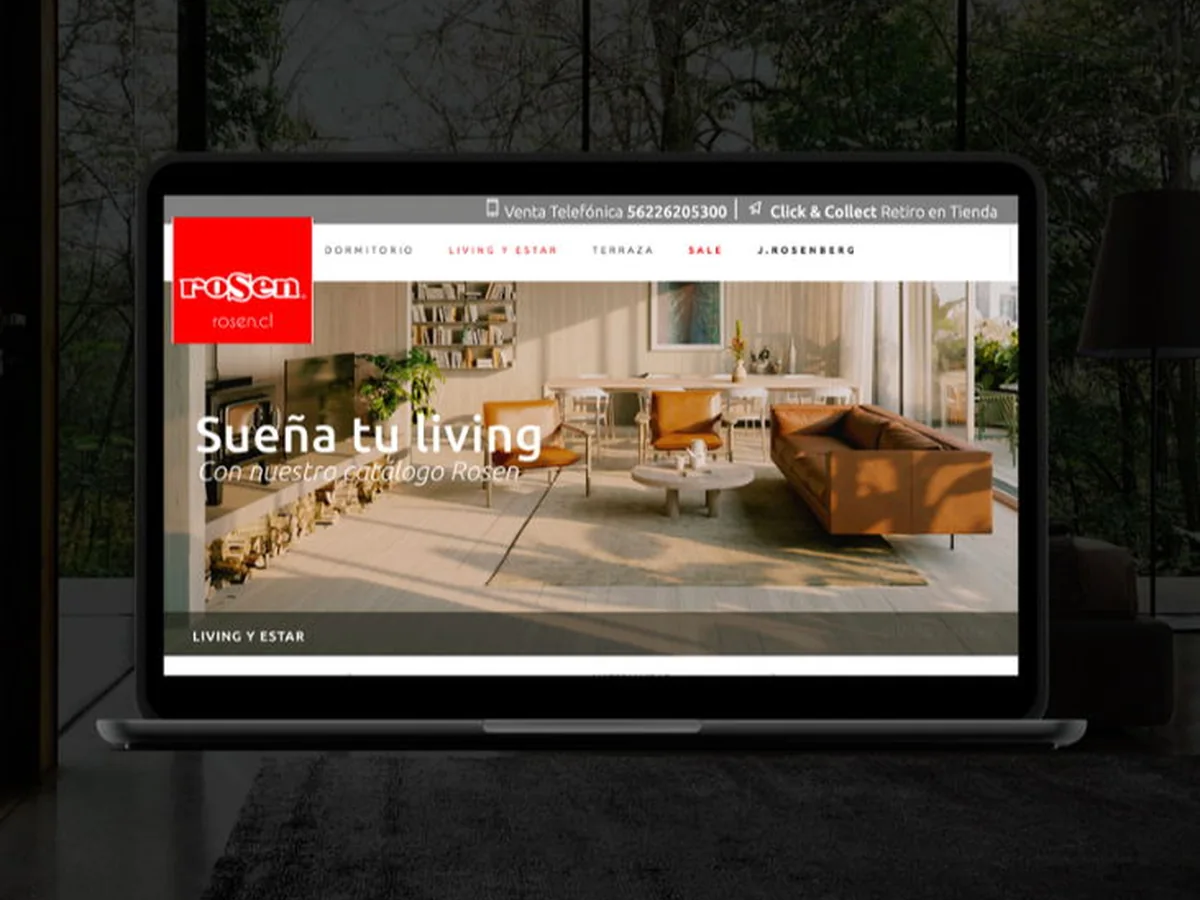 Home del sitio de Rosen Chile en una laptop