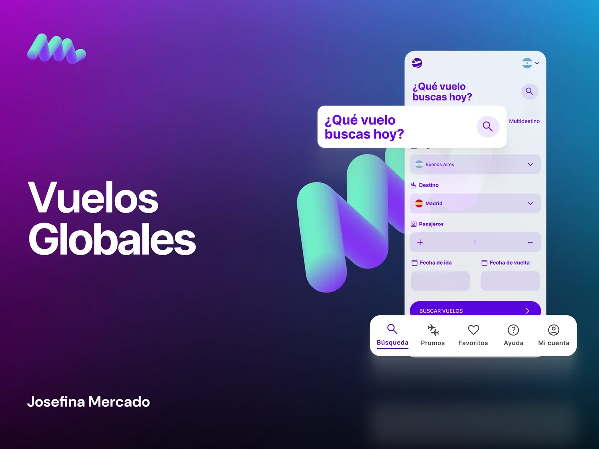 Portada del caso Vuelos Globales: pantalla de búsqueda de vuelos en un celular